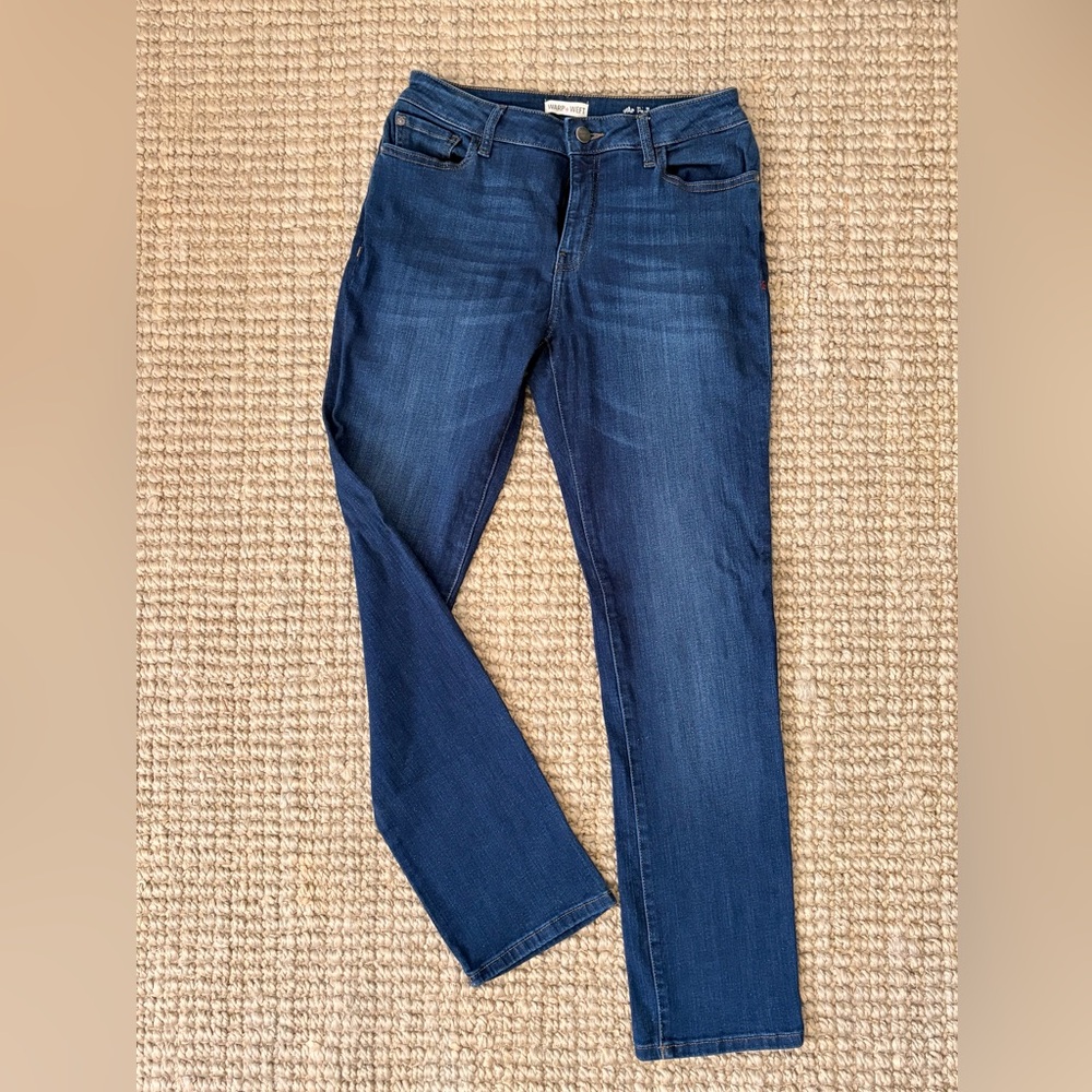 Warp + Weft Dark Blue Women's Straight Jeans